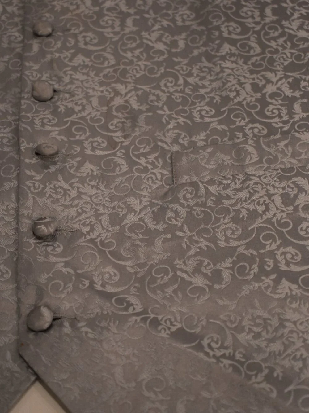 Men's Large FAIMO Silver Gray Floral Jacquard Tuxedo Vest Wedding Formal Prom
